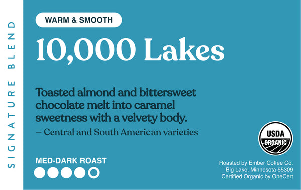 10,000 Lakes coffee label artwork