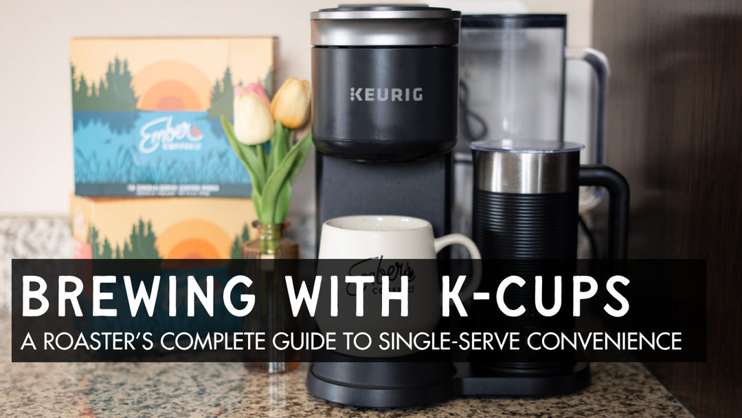 Keurig machine with Ember K-Pods box, K-Cup brewing guide