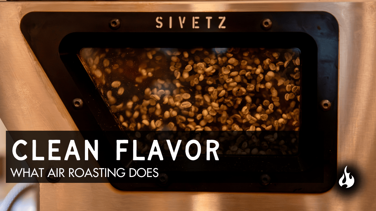 Coffee beans roasting in an air roaster chamber