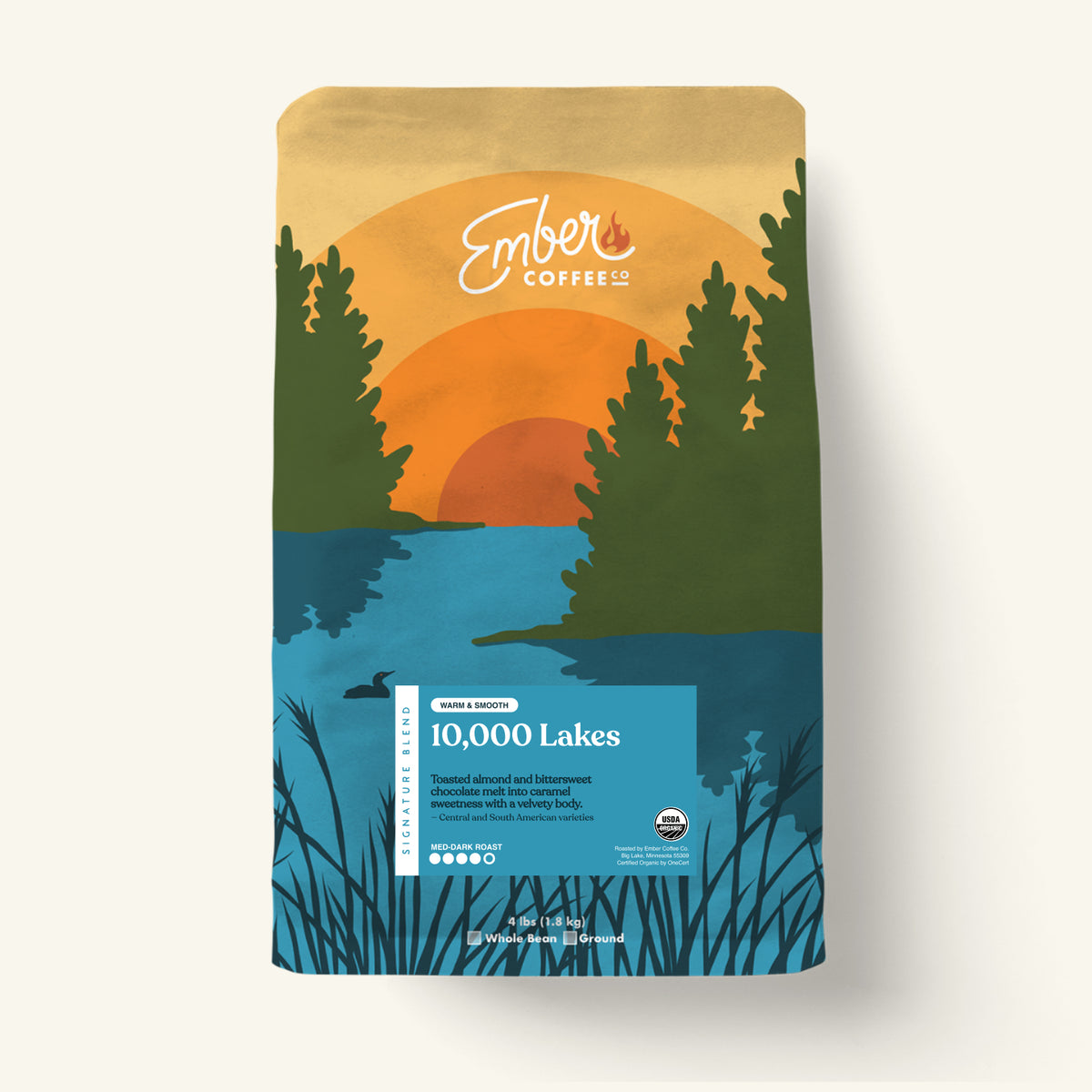 10,000 Lakes medium roast blend, 4 lb bag, front of bag