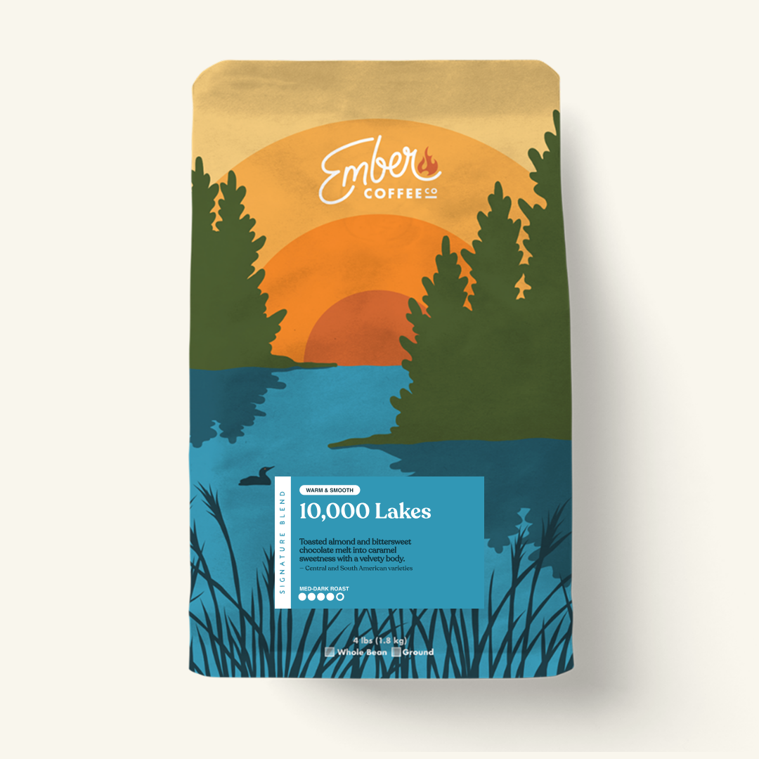 10,000 Lakes medium roast blend, 4 lb bag, front of bag