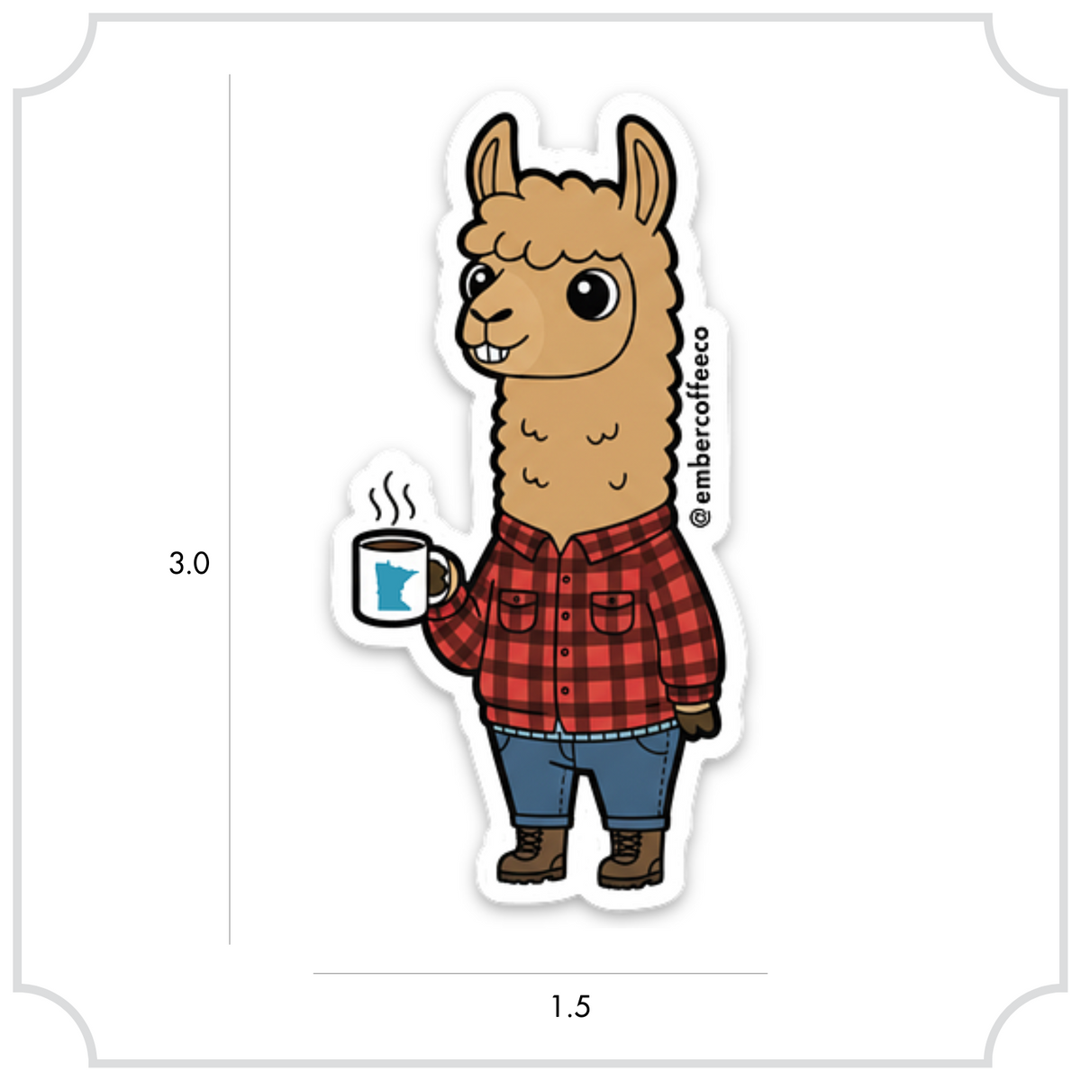Flannel Fueled Sticker, vinyl sticker, view 1