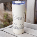 Ember Style Petal Tumbler on a weathered wood deck table