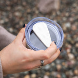 Top-down view of the Ember Style Petal Tumbler clear flip-top sip lid
