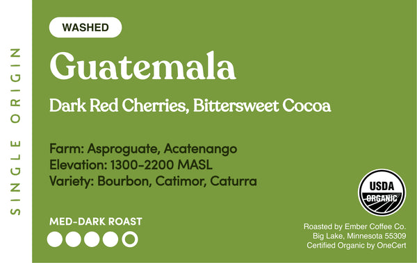 Organic Guatemala coffee label artwork