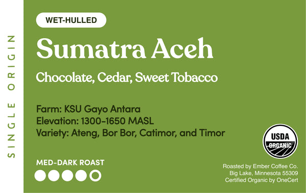Organic Sumatra coffee label artwork