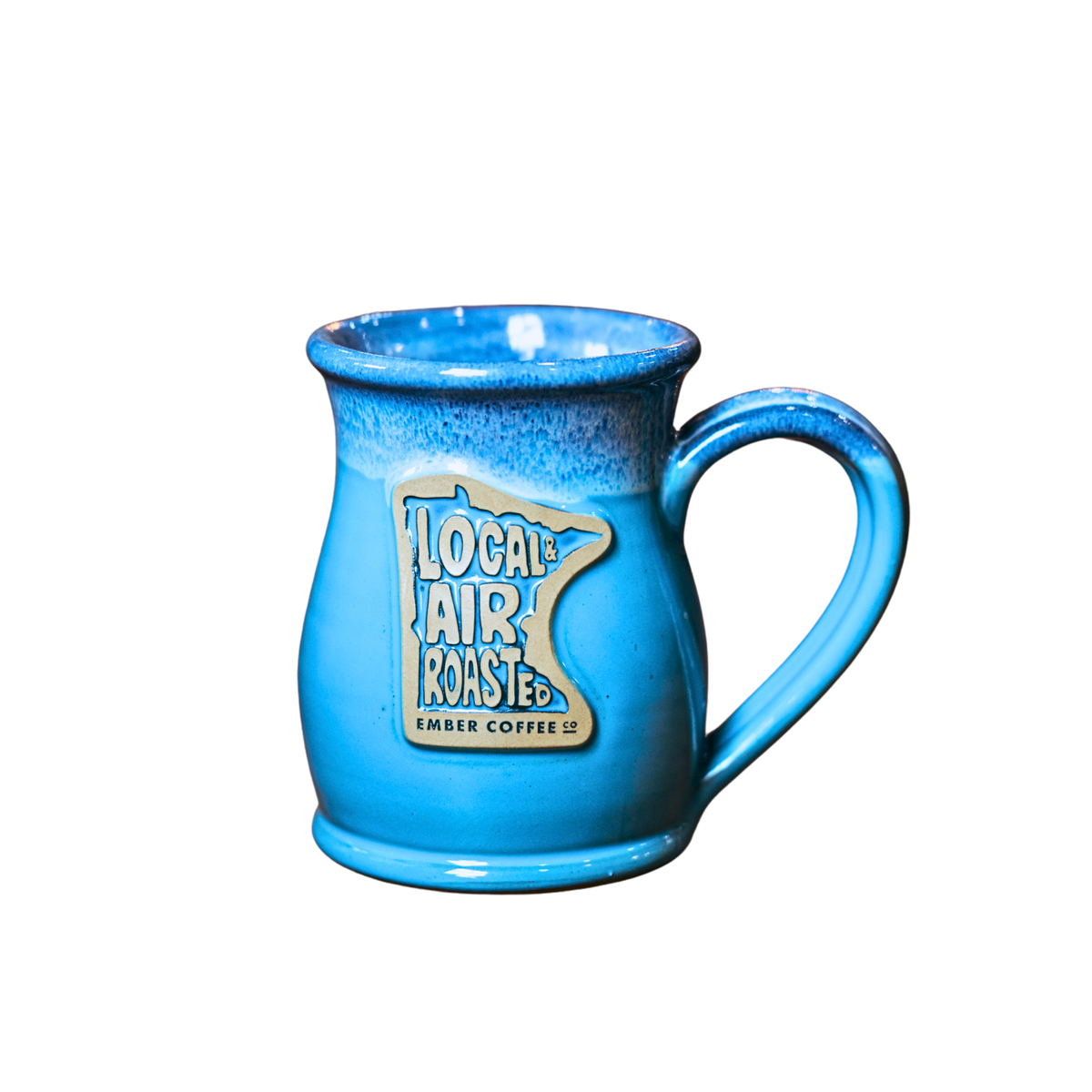 Pottery Mugs Ocean Blue, hand-thrown pottery mug in Sky Blue, product view