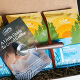 Ember Dark Roast Kit with guide booklet, walnut scoop and Dark Prairie 12 oz bag
