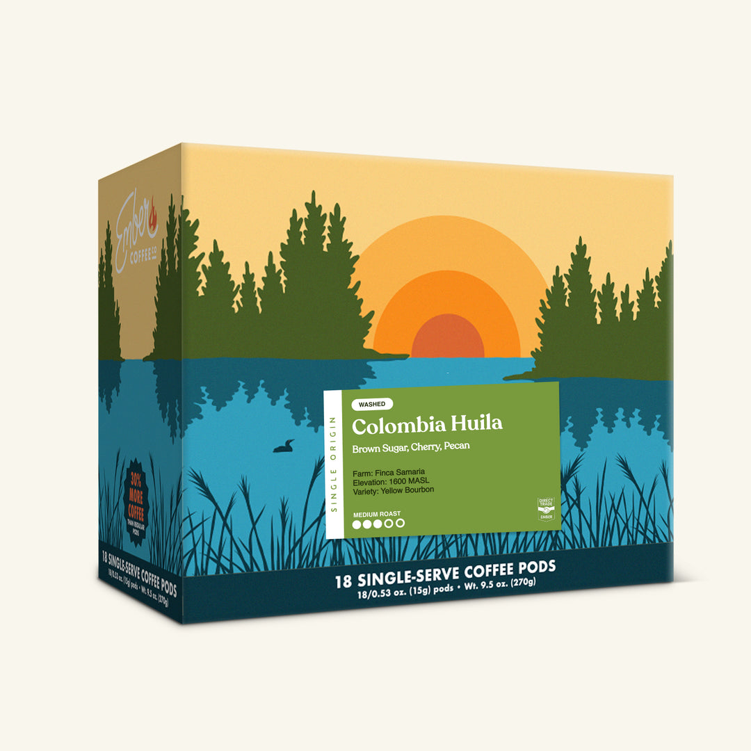 Colombia Huila K-Pods, box of 18, 3D front view