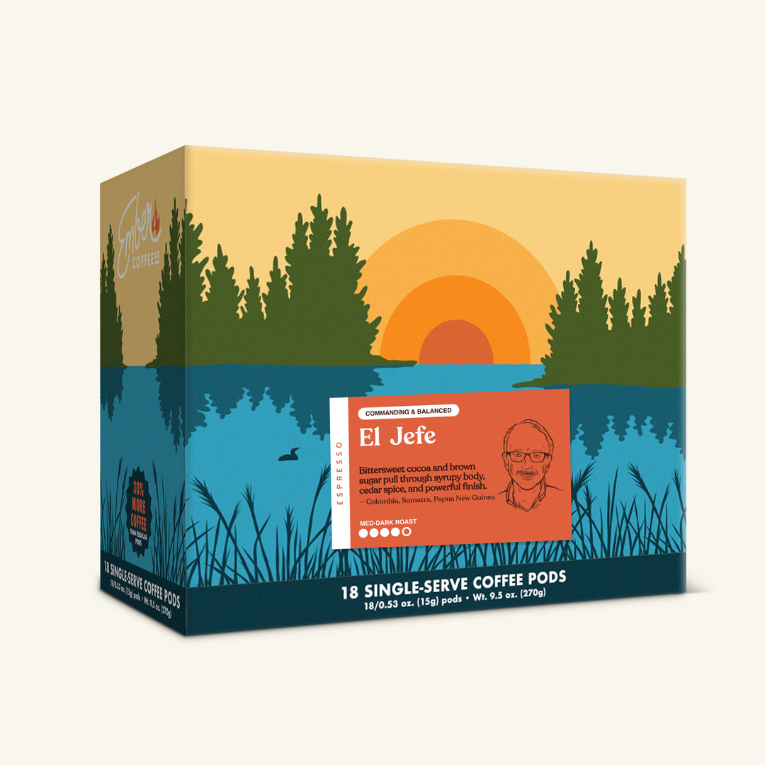 El Jefe Espresso K-Pods, box of 18, 3D front view