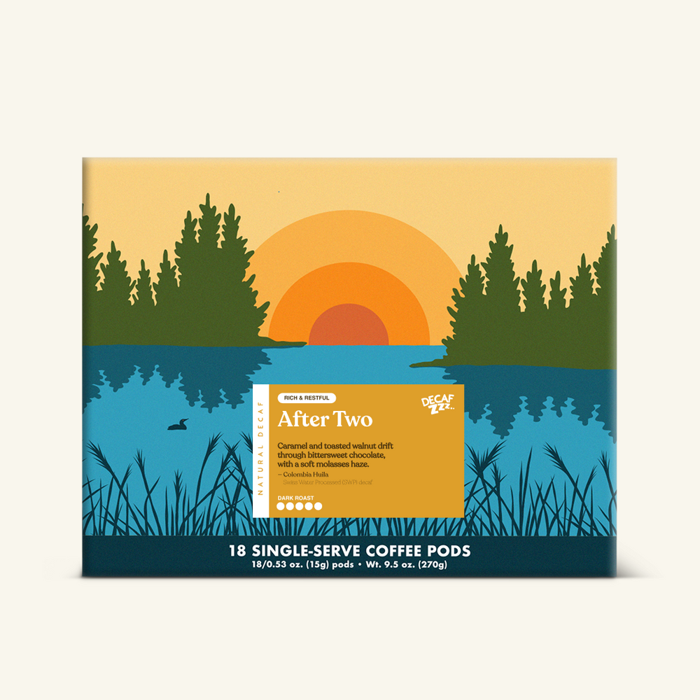 After Two Decaf Pods, box of 18, front of box